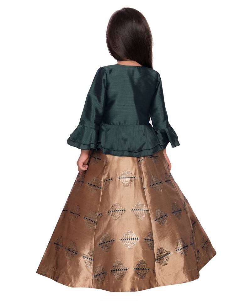 green polyester  Gown and  Jacket