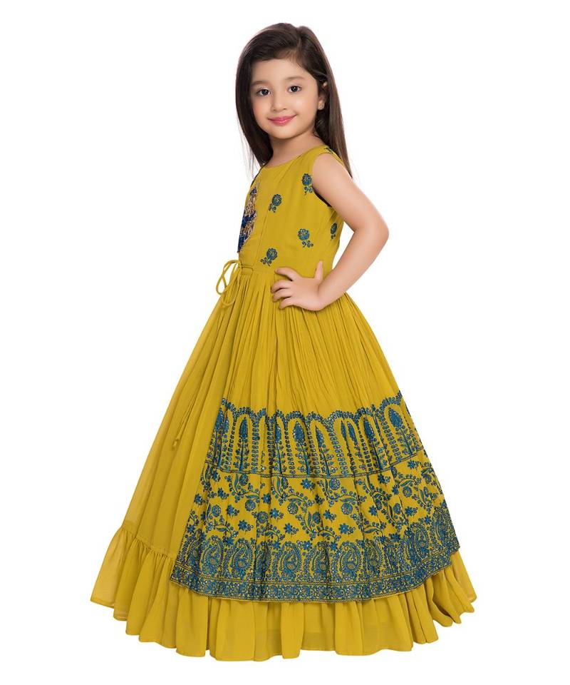 yellow silk blend  Gown and  Jacket