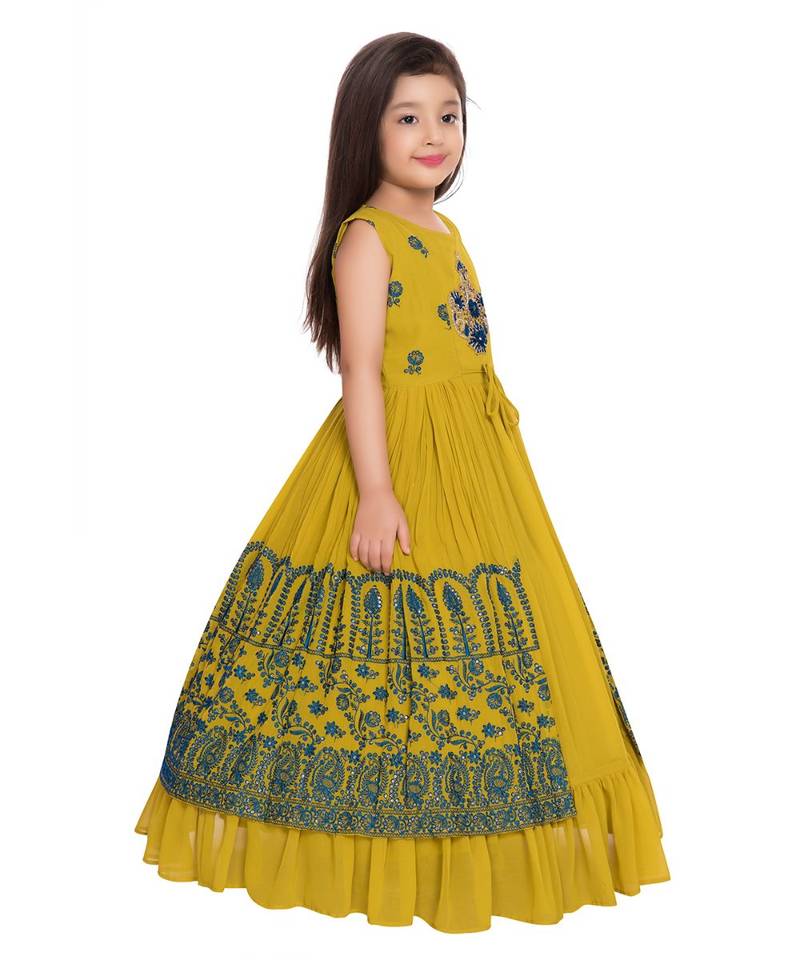 yellow silk blend  Gown and  Jacket