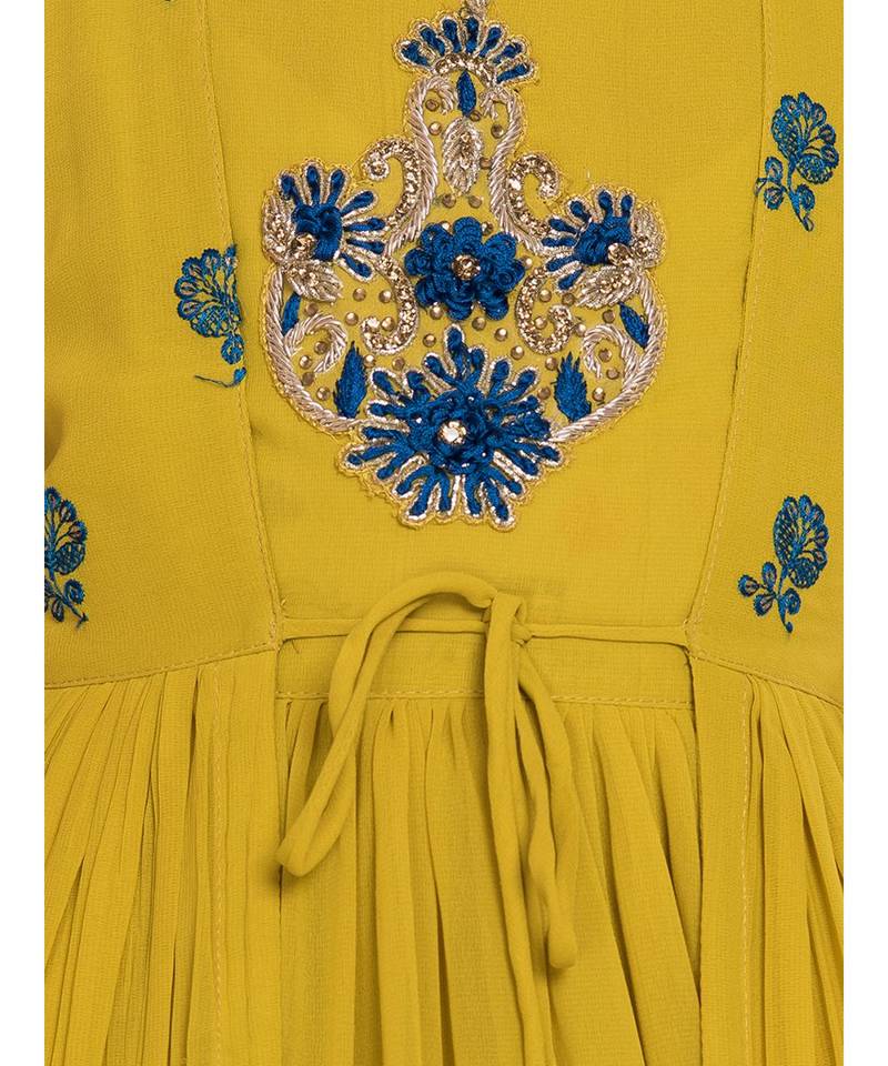 yellow silk blend  Gown and  Jacket
