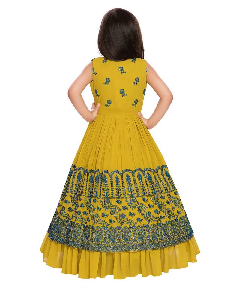 yellow silk blend  Gown and  Jacket