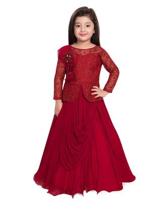 maroon silk blend  Gown 1