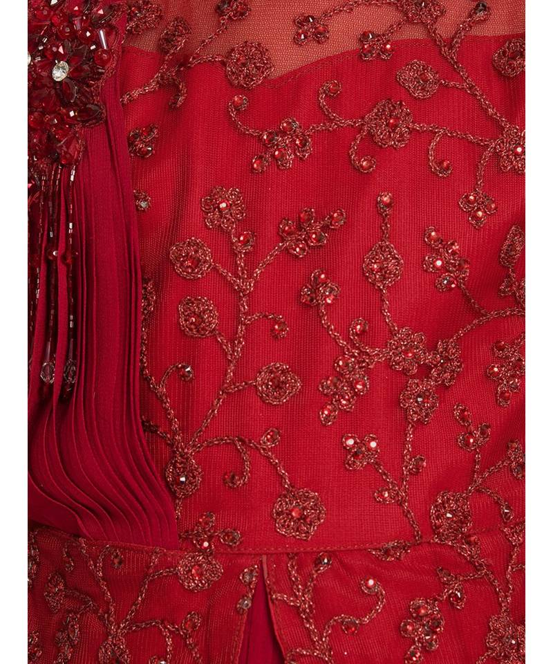 maroon silk blend  Gown