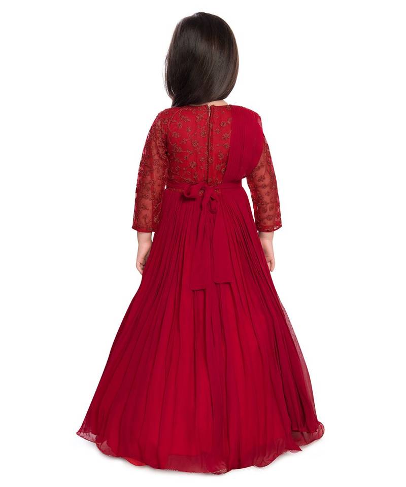 maroon silk blend  Gown