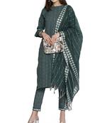 Olive weaved cotton salwar