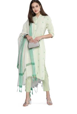 Green weaved cotton salwar 1