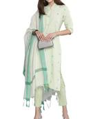 Green weaved cotton salwar