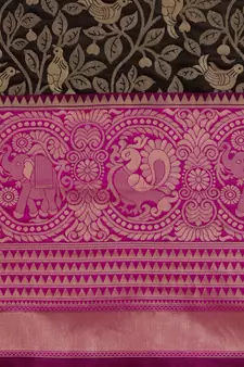 Black woven silk blend saree saree with blouse