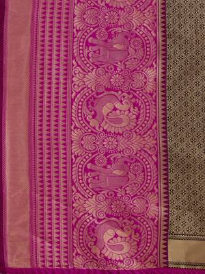 Black woven silk blend saree saree with blouse 4