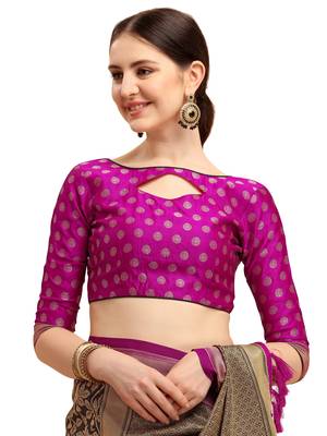 Black woven silk blend saree saree with blouse 5