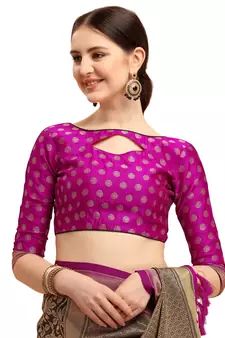 Black woven silk blend saree saree with blouse