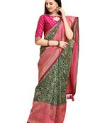Green woven art silk saree saree with blouse