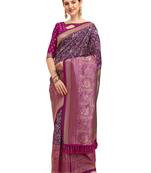 Purple woven silk blend saree saree with blouse