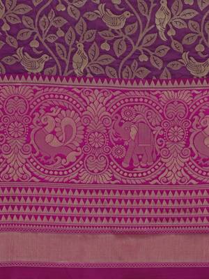 Purple woven silk blend saree saree with blouse 3