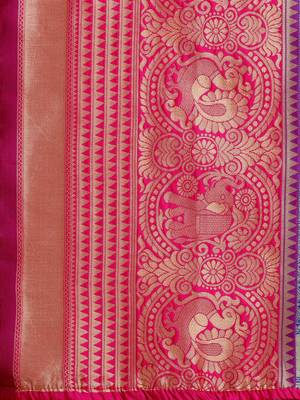 Blue woven silk blend saree saree with blouse 4