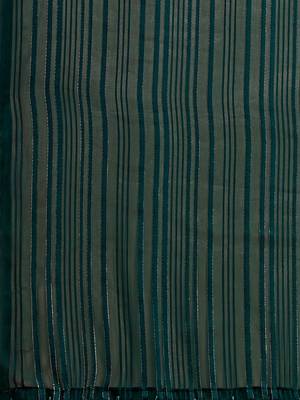 Aqua blue woven silk blend saree with blouse 3