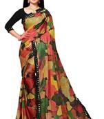 Multicolor printed lycra saree with blouse