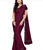 Purple plain lycra saree with blouse