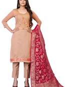 Beige jacquard faux chanderi salwar