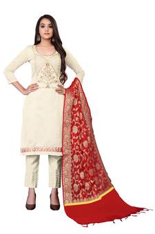 White jacquard faux chanderi salwar