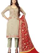 Light-grey jacquard faux chanderi salwar