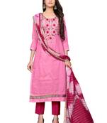 Light-pink hand embroidery cotton poly salwar