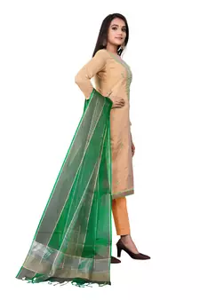 Light-peach hand embroidery faux chanderi salwar