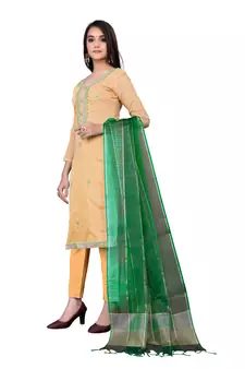 Light-peach hand embroidery faux chanderi salwar