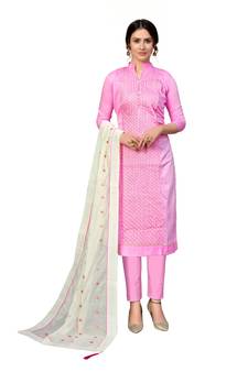 Pink embroidered cotton poly salwar