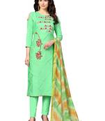 Light-green embroidered cotton poly salwar
