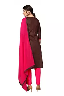 Brown embroidered cotton poly salwar