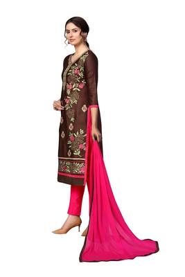 Brown embroidered cotton poly salwar 3