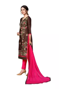 Brown embroidered cotton poly salwar