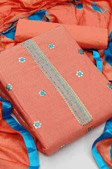 Peach thread embroidery cotton salwar