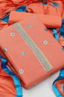 Peach thread embroidery cotton salwar