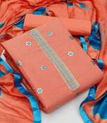 Peach thread embroidery cotton salwar