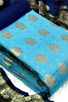 Teal weaved banarasi salwar