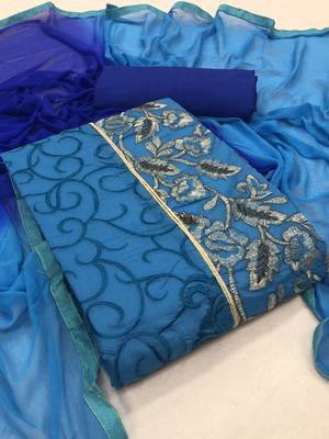 Sky-blue embroidered chanderi salwar 1