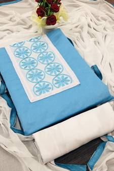Sky-Blue Embroidered Chanderi Salwar