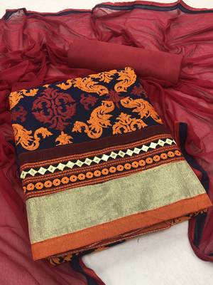 Blue embroidered chanderi salwar 1