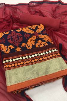 Blue embroidered chanderi salwar