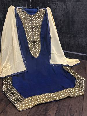 Navy-Blue Embroidered Chanderi Salwar 1