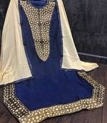 Navy-Blue Embroidered Chanderi Salwar