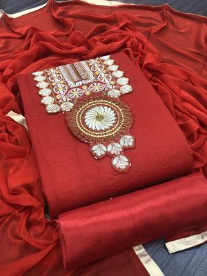 Red embroidered chanderi salwar 1