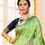 Light parrot green hand woven banarasi silk saree with blouse