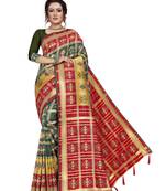 Green hand woven banarasi silk saree with blouse