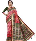 Pink hand woven banarasi silk saree with blouse