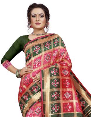 Pink hand woven banarasi silk saree with blouse 2