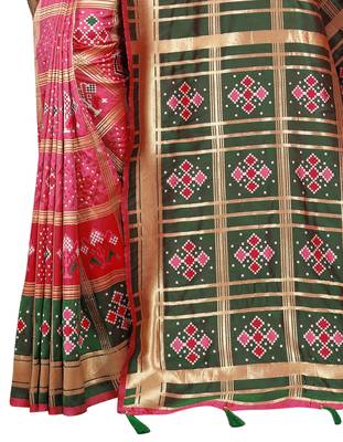 Pink hand woven banarasi silk saree with blouse 3