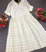 Beige Printed Cotton Kurtis